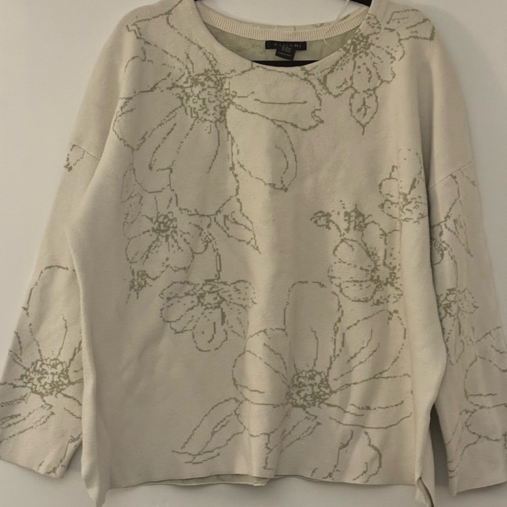 Tahari Cream Floral Sweater